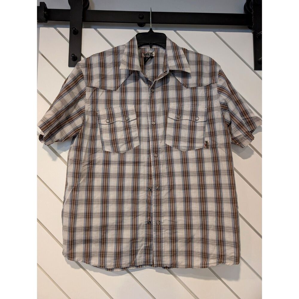 Tony Hawk Plaid Snap Button Down Short Sleeve Shirt Small